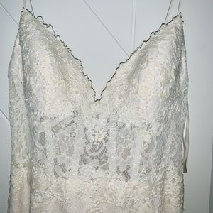 Mikaella lace ivory wedding gown